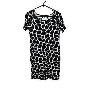 TALBOTS Giraffe Animal Print Knit Dress BLACK & WHITE size S p Chic Maximalist